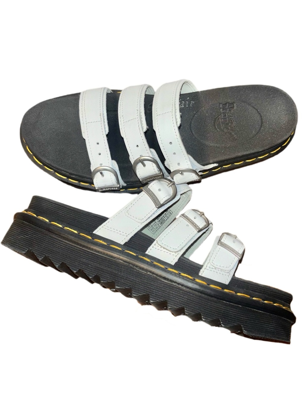 Dr. Martens Women's Blaire Slide Sandal White Hydro Leather Size 10